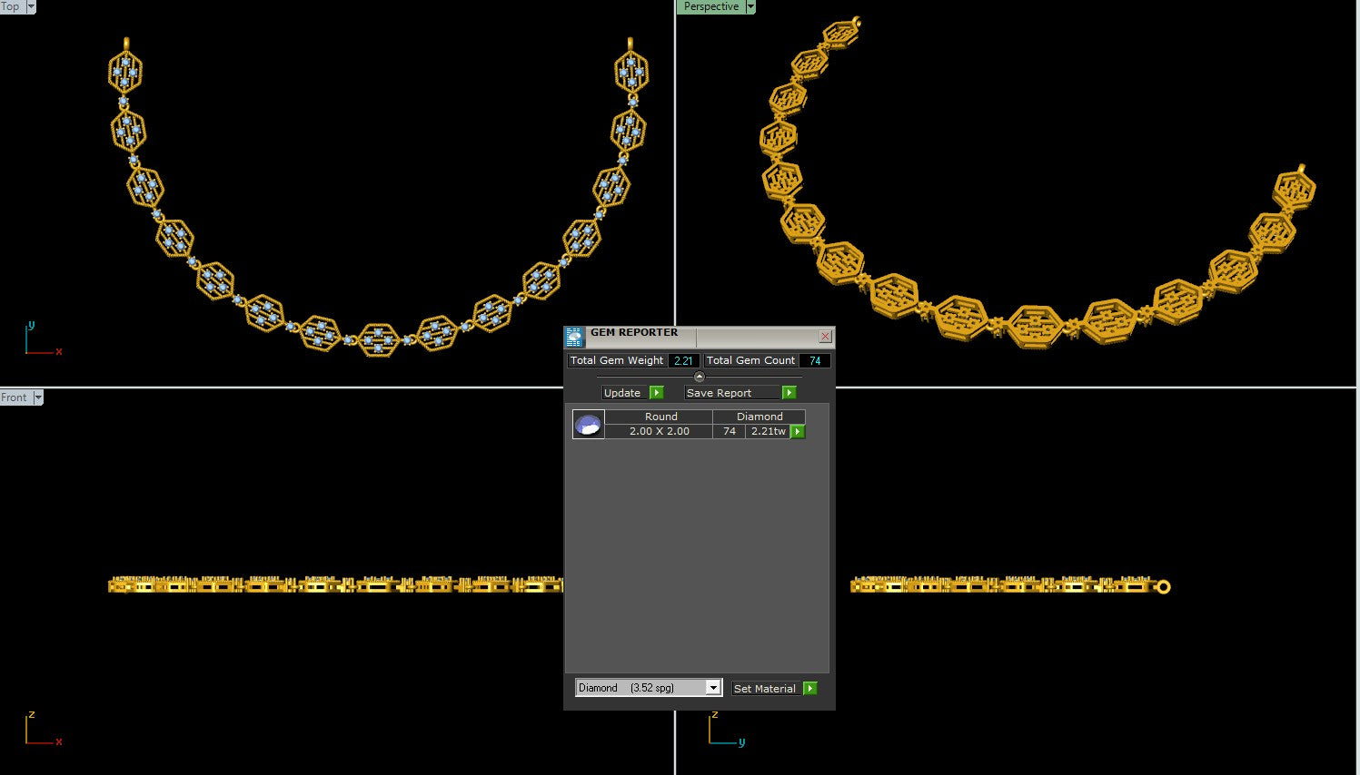 Gold necklace with floral design