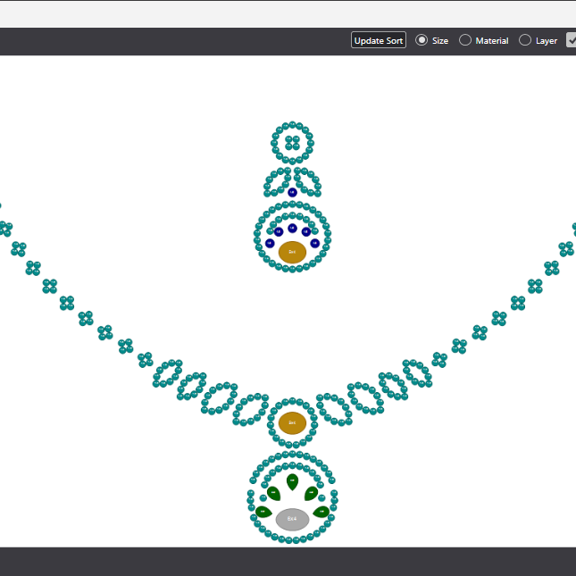 Necklace & Earring Set STL File – American Diamond Push Setting No.3 | Digital Download