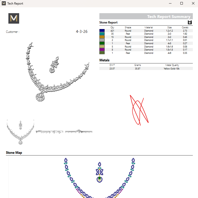 Necklace & Earring STL File – American Diamond Push Setting No.5 | Digital Download