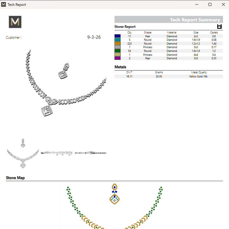 Necklace & Earring STL File American Diamond Push Setting No.7 Digital Download
