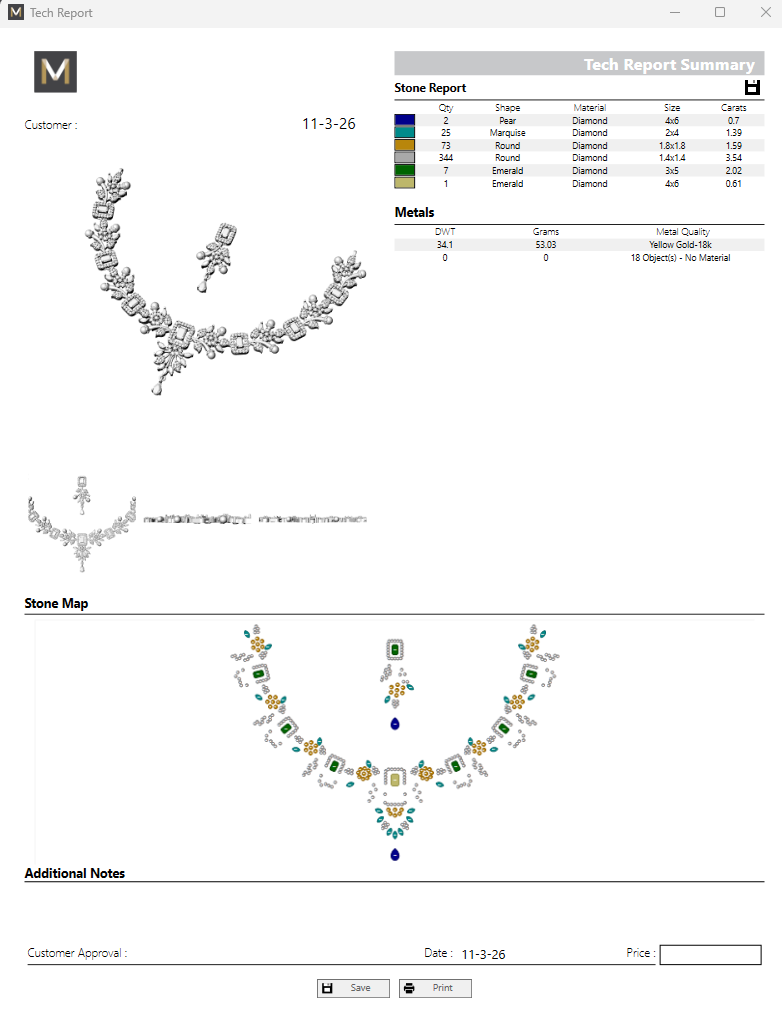 Necklace & Earrings STL File – American Diamond Push Setting | Digital Download
