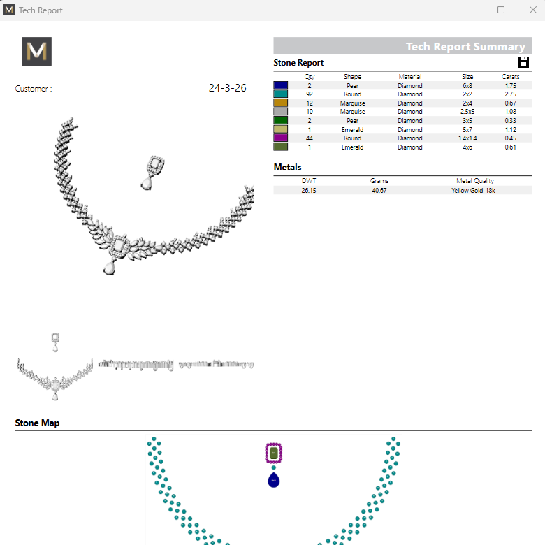 Necklace & Earring STL File American Diamond Push Setting No.6 Digital Download