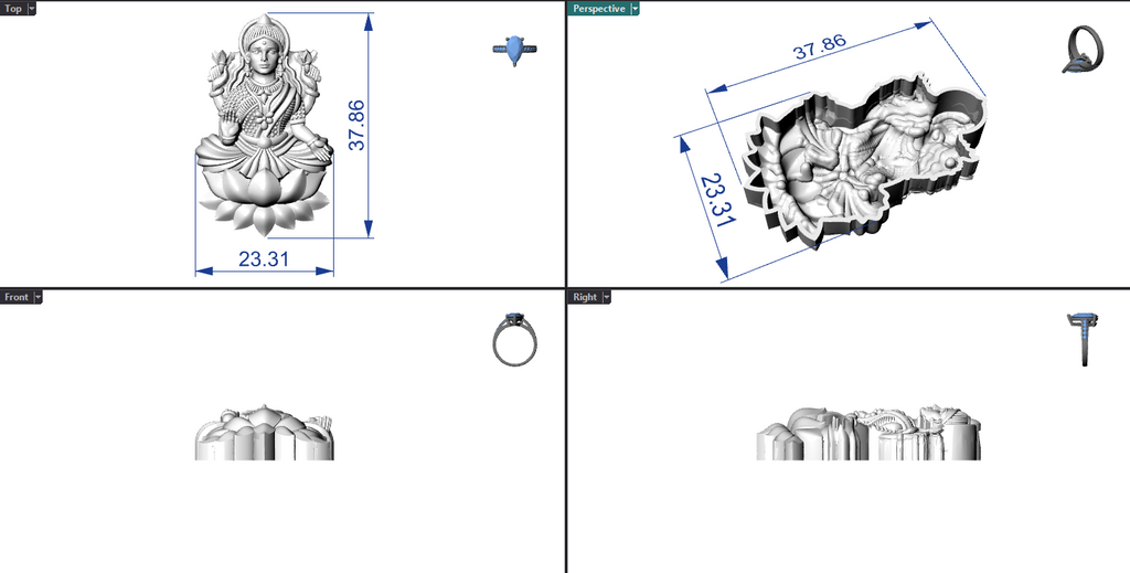 Goddess Laxmi Hollow Piece 0.65mm 3DM File Digital Download