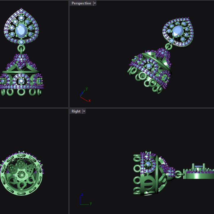 Jhumka 1 STL File with Push Setting Digital Download