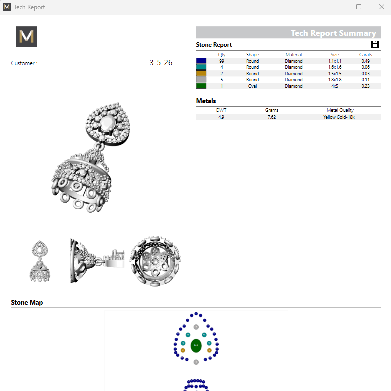 Jhumka 1 STL File with Push Setting Digital Download