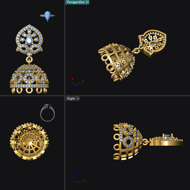 Jhumka 3 STL File with Push Setting Digital Download