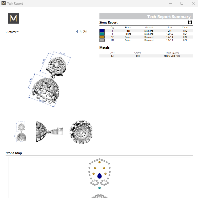 Jhumka 3 STL File with Push Setting Digital Download