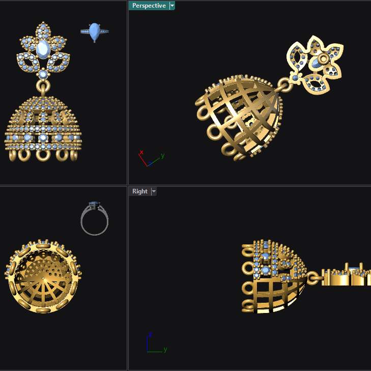 Jhumka 4 STL File with Push Setting Digital Download