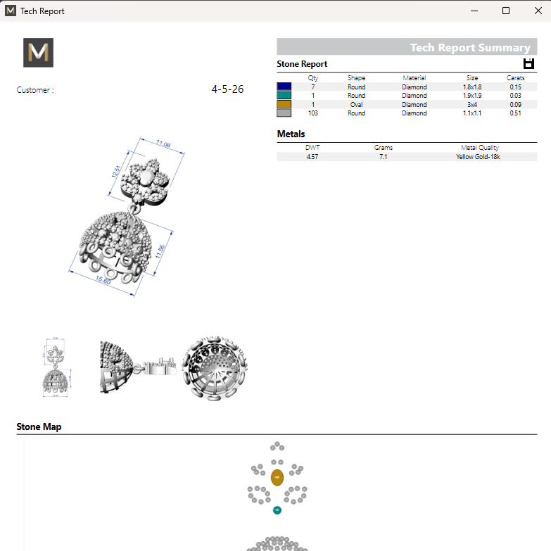 Jhumka 4 STL File with Push Setting Digital Download
