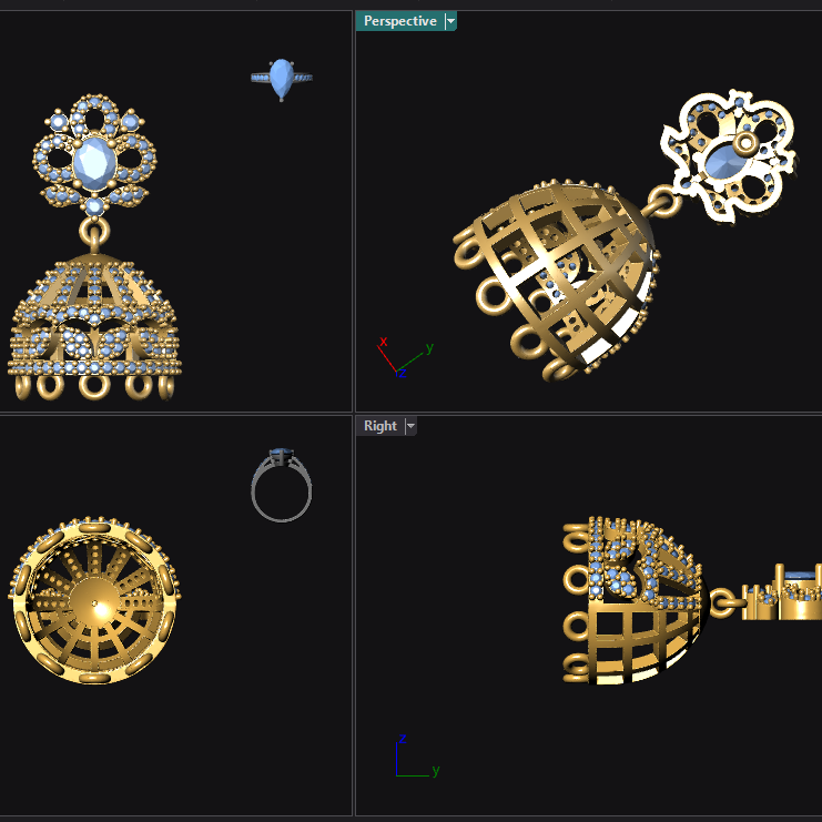 Jhumka 5 STL File with Push Setting Digital Download