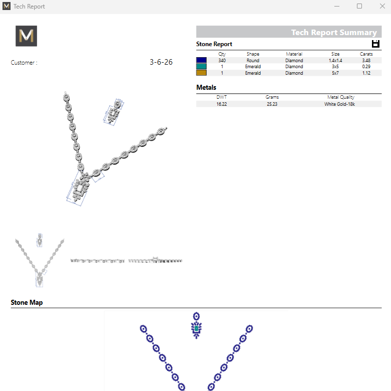 Necklace & Earring STL File American Diamond Push Setting No.8a Digital Download