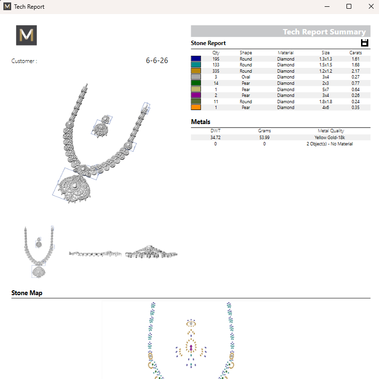 Necklace & Earring STL File – American Diamond Push Setting No.9