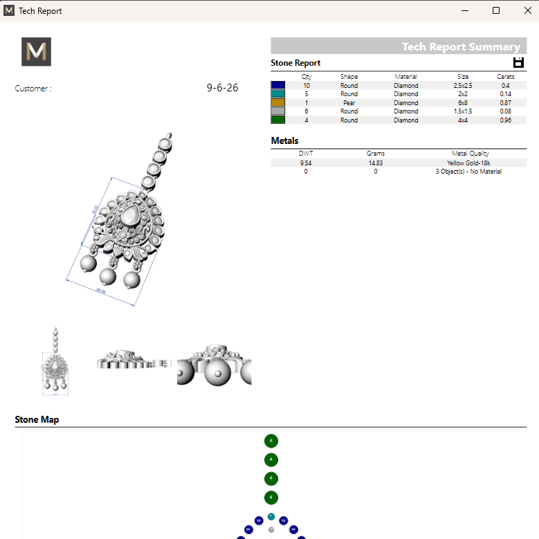 Computer screen displaying a jewelry software application with diamond and metal information.