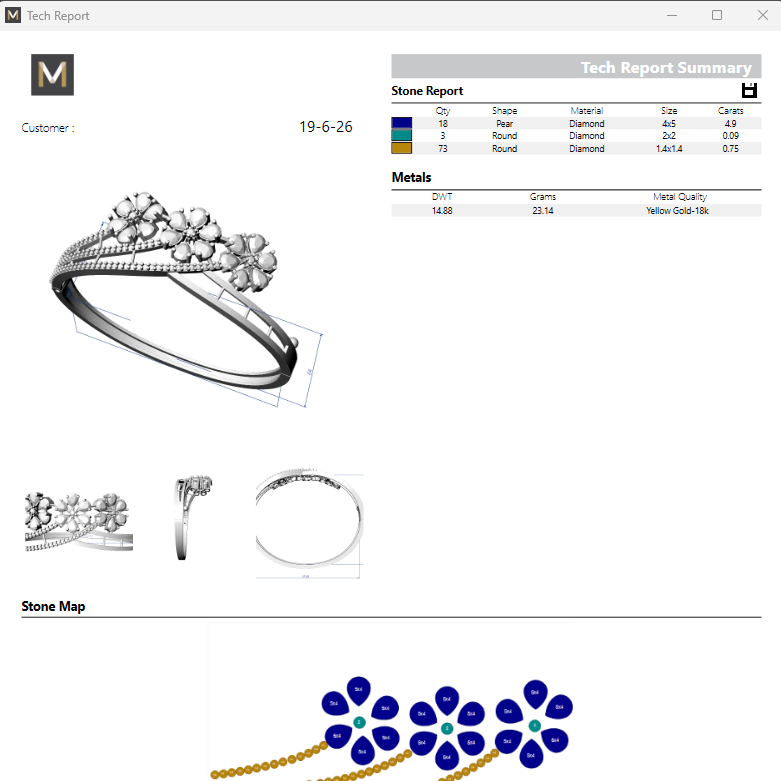 Jewelry design software interface with a ring and tiara illustration on a white background