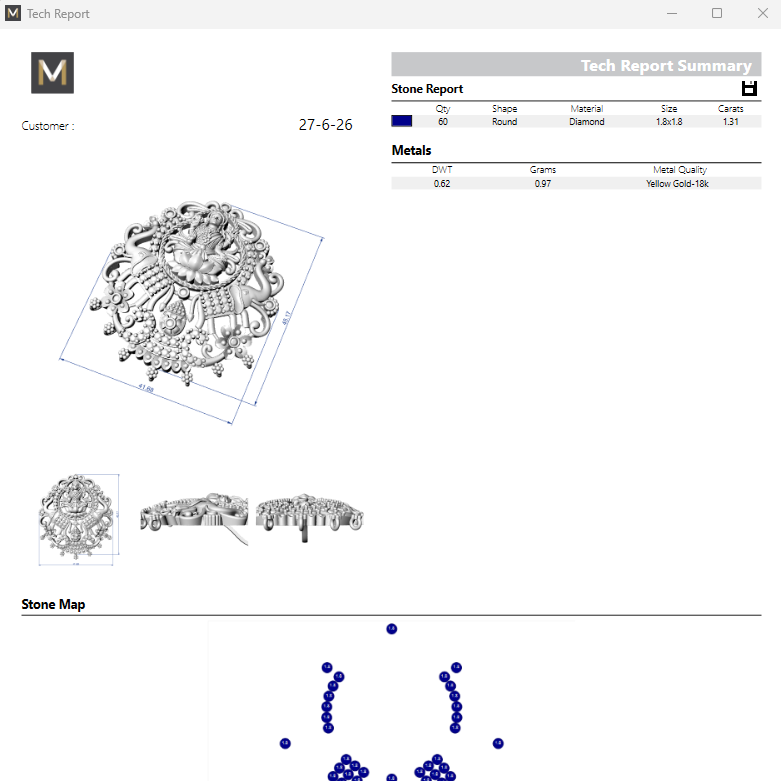 Laxmi Pendant No.7 STL File – Traditional Hindu Goddess Design | Digital Download