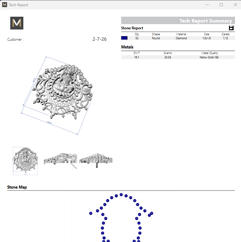 Laxmi Pendant No.8 STL File – Traditional Hindu Goddess Design | Digital Download
