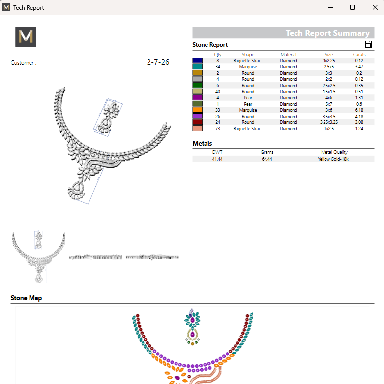 Necklace & Earring STL File – American Diamond Push Setting No.15 Digital Download