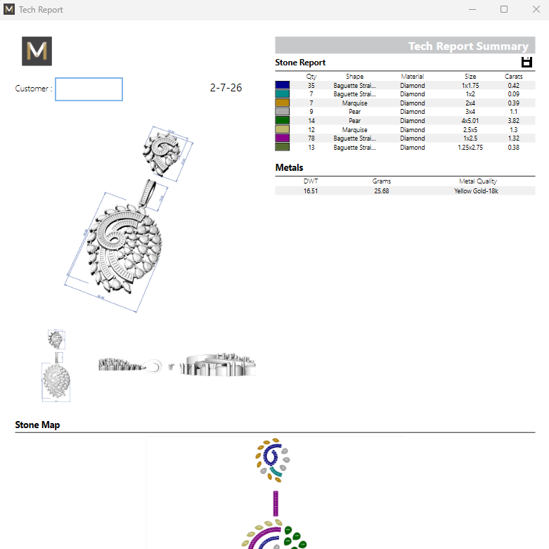 Pendant & Earring Set STL File – American Diamond Push Setting No.5 Digital Download