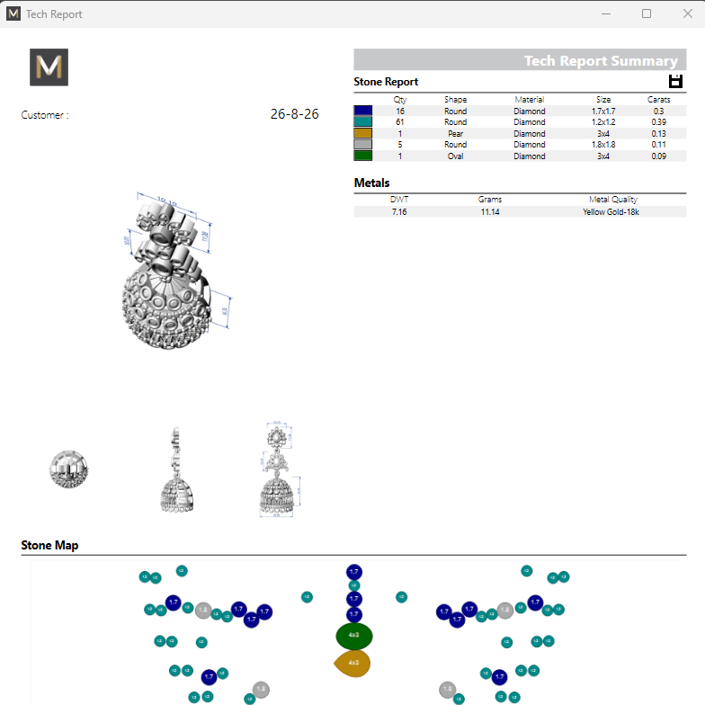 Jhumka 12 STL File with Push Setting Premium Jewelry CAD Design Digital Download