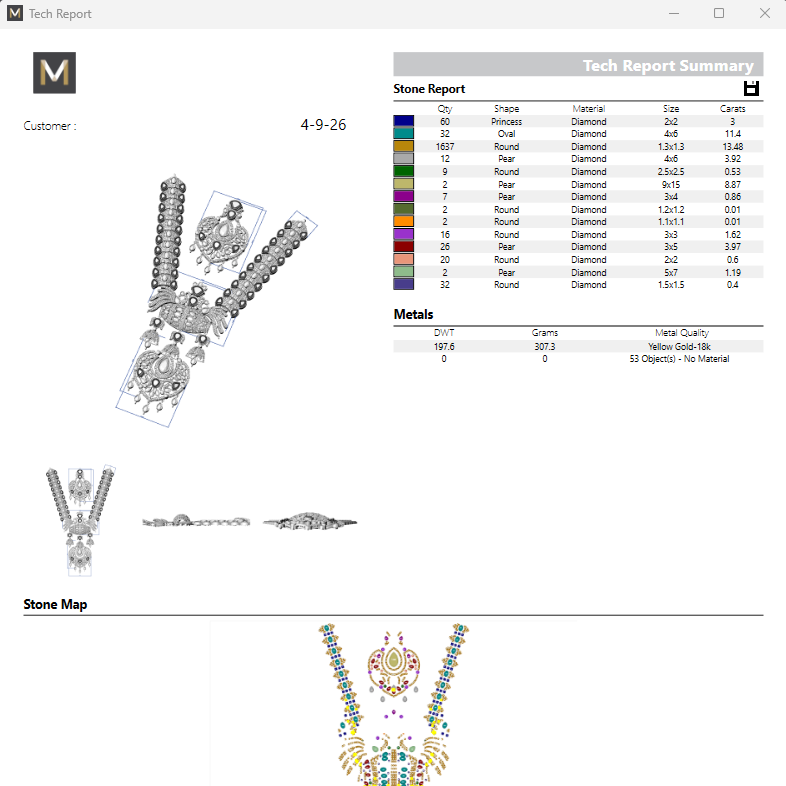 Polki Round Stone Necklace & Earrings 4 STL File – Instant Digital Download