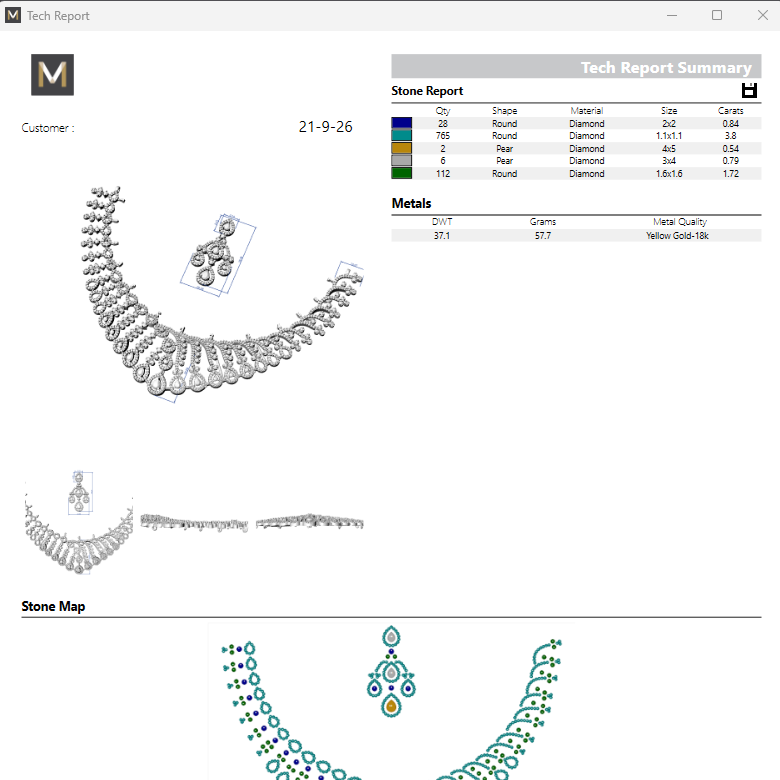 Necklace & Earring STL File – American Diamond Push Setting No.26 Digital Download