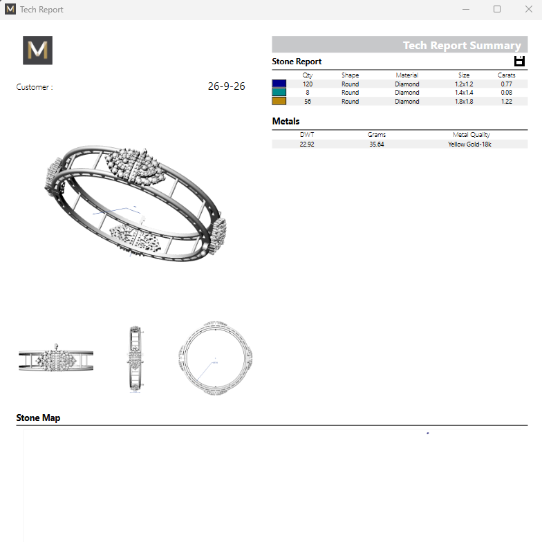 Changeable Bangle No. 1 | American Diamond Push-Setting STL File