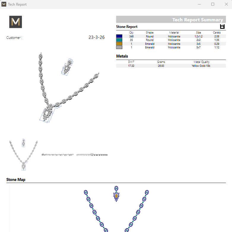 Necklace & Earring STL File American Diamond Push Setting No.8 Digital Download