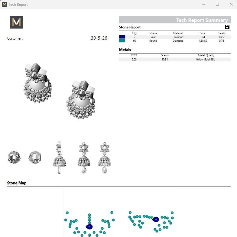 Jhumka 6 STL File with Push Setting Premium Jewelry CAD Design