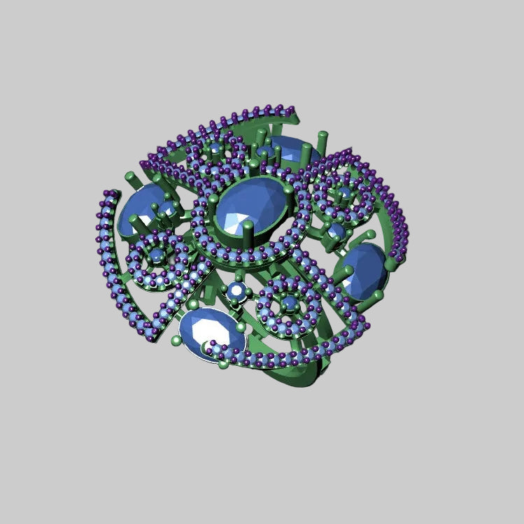 Complex geometric design with interlocking shapes on a black background