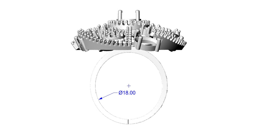 Ring STL File – 18mm American Diamond Push Setting | Digital Download