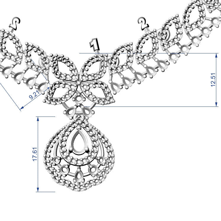 Necklace & Earring STL File – American Diamond Push Setting No.5 | Digital Download