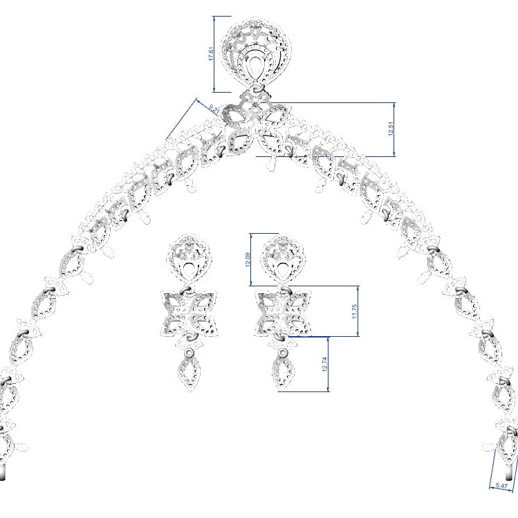 Necklace & Earring STL File – American Diamond Push Setting No.5 | Digital Download
