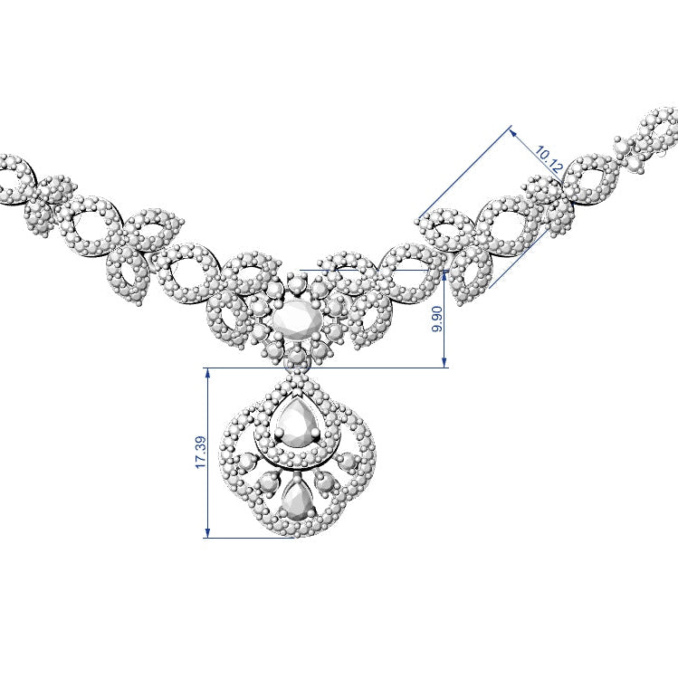 Necklace & Earring STL File – American Diamond Push Setting No.4 | Digital Download