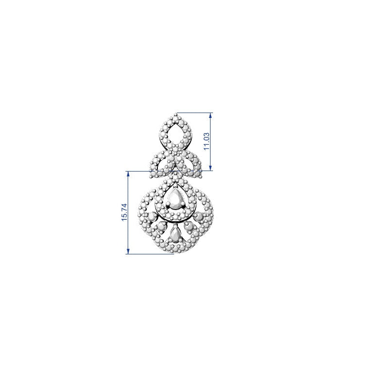 Necklace & Earring STL File – American Diamond Push Setting No.4 | Digital Download
