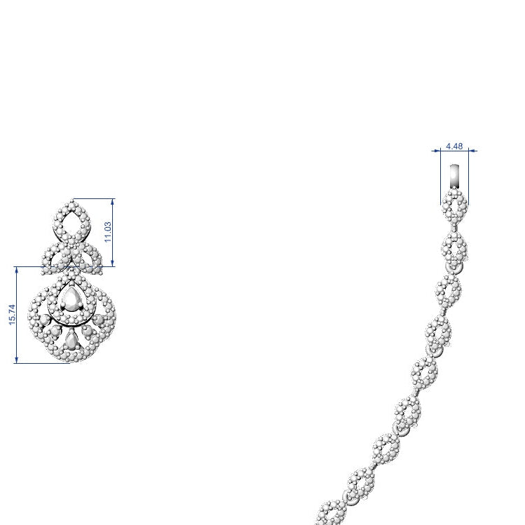 Necklace & Earring STL File – American Diamond Push Setting No.4 | Digital Download
