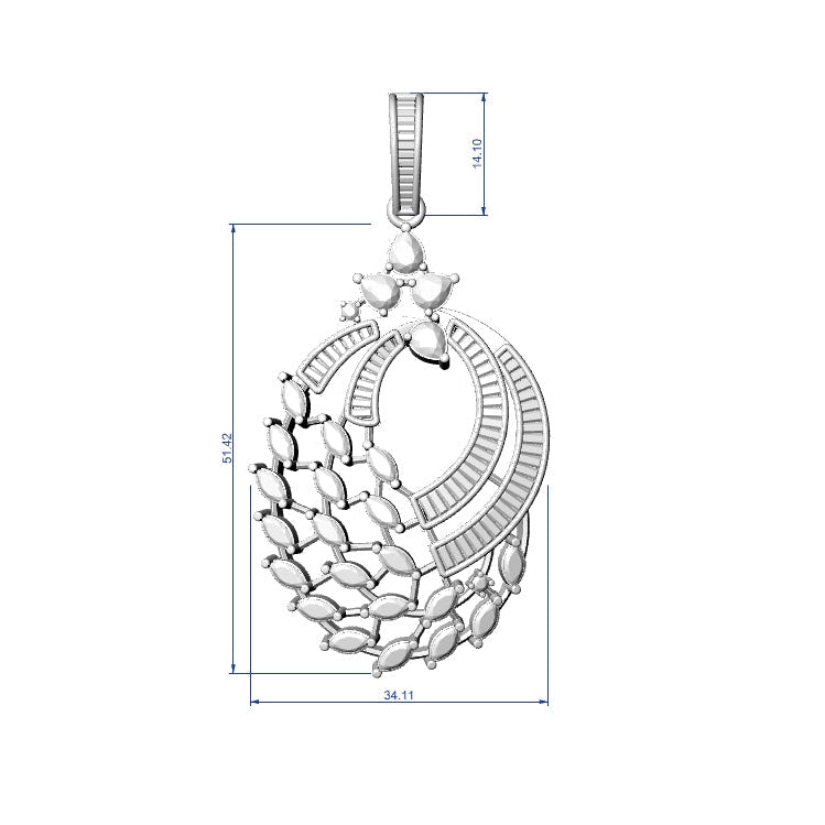 Pendant & Earring Set STL File – American Diamond Push Setting No.2 | Digital Download
