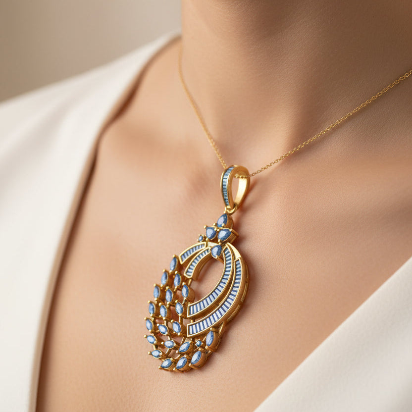 Pendant & Earring Set STL File – American Diamond Push Setting No.2 | Digital Download