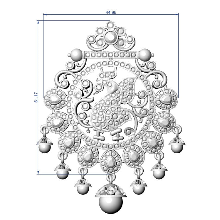 Pendant & Earring Set STL File – American Diamond Push Setting | Digital Download