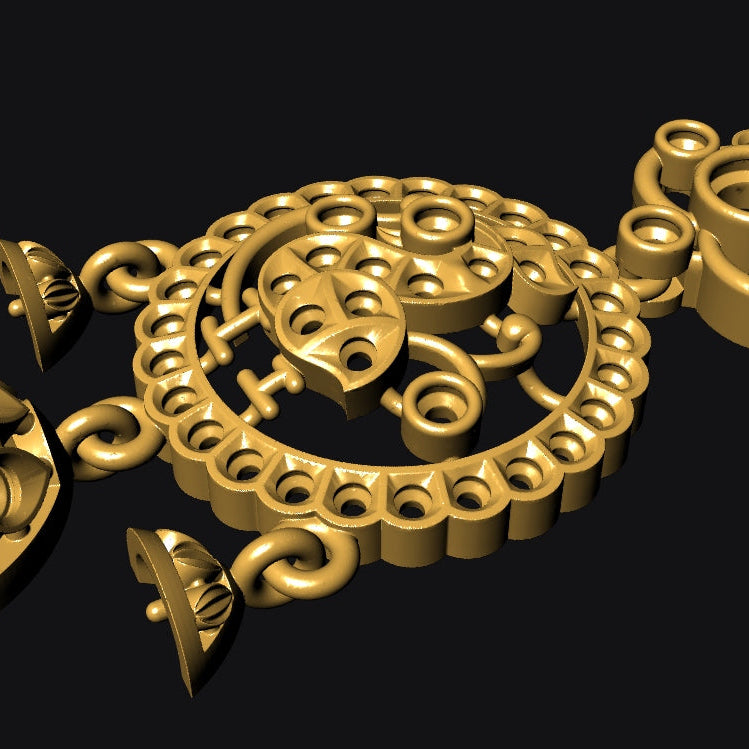 Pendant & Earring Set STL File – American Diamond Push Setting | Digital Download