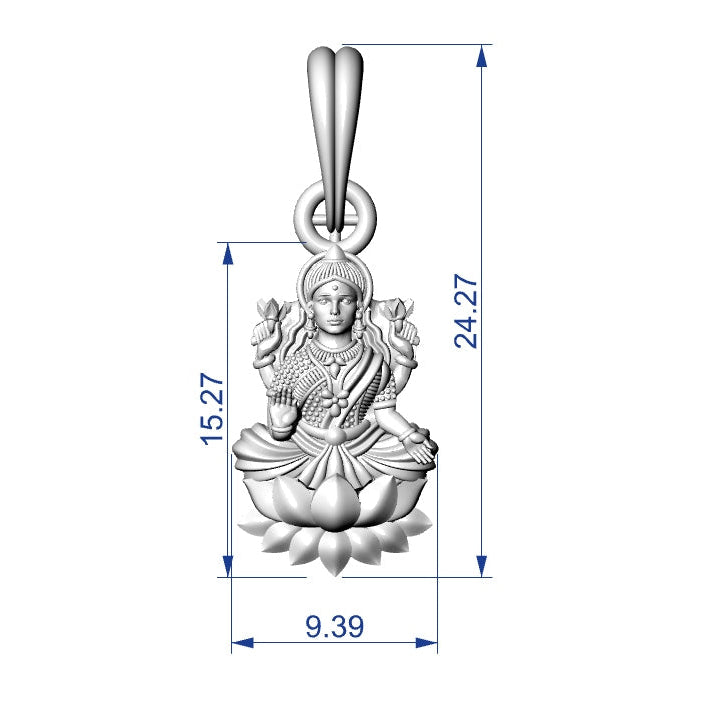 Laxmi Temple Pendant STL File – Digital Download