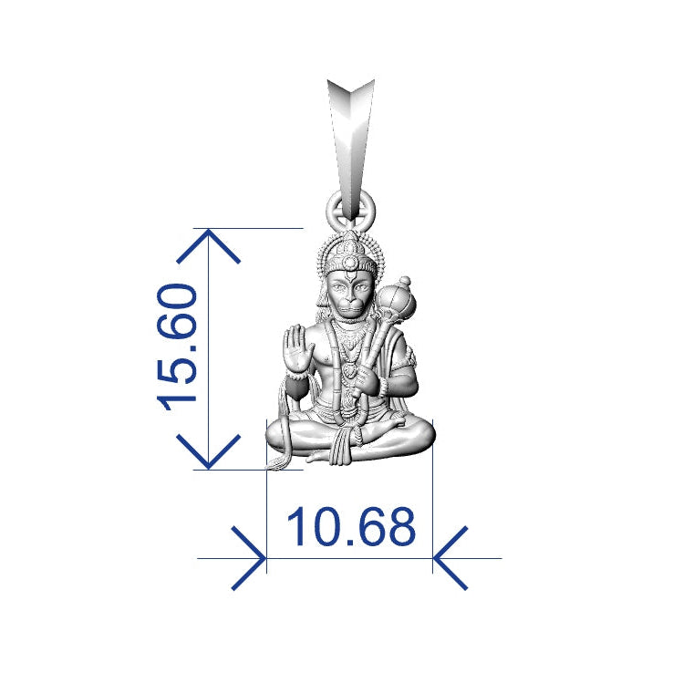 Lord Hanuman Pendant STL File No.3 – 0.5mm Hollow | Digital Download