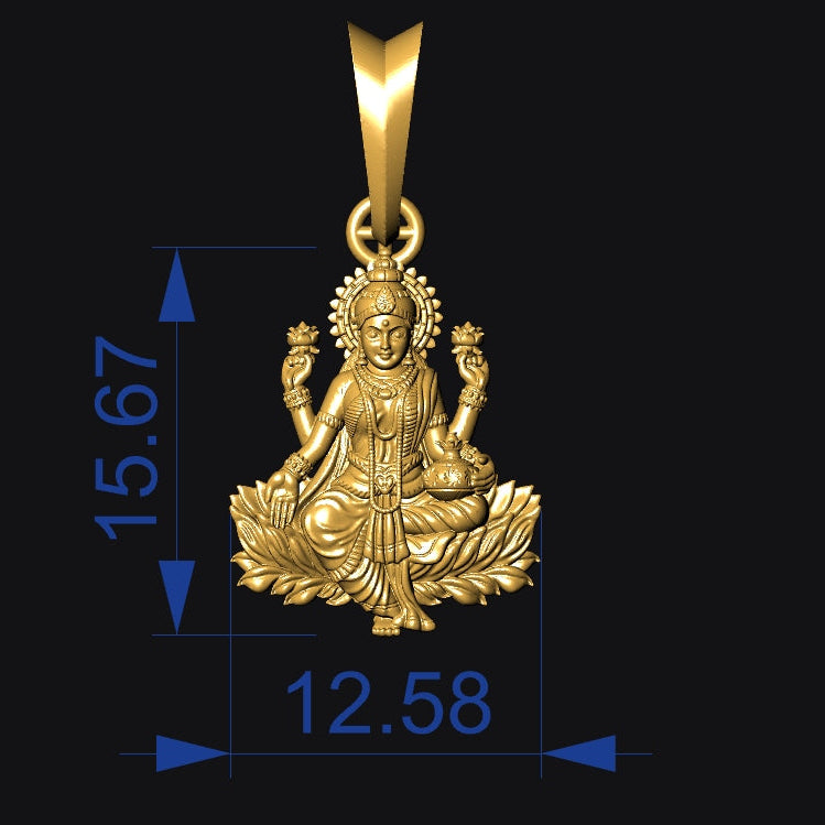 Goddess Laxmi Ghara Pendant STL File 0.5mm Hollow Digital Download