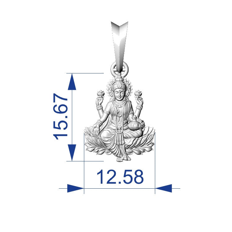 Goddess Laxmi Ghara Pendant STL File 0.5mm Hollow Digital Download