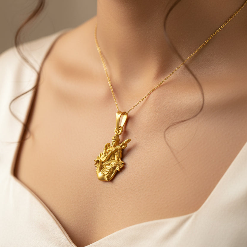 Goddess Saraswati Pendant STL File – 0.5mm Hollow | Digital Download