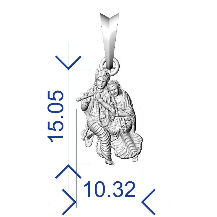 Radha Krishna Pendant STL File – 0.5mm Hollow | Digital Download