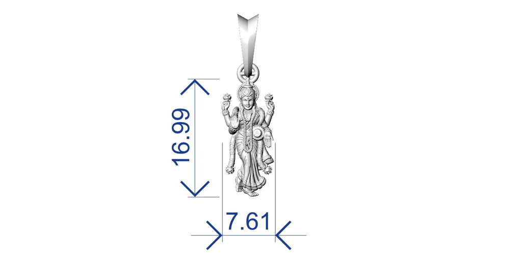 Goddess Laxmi Stand Pendant STL File – 0.5mm Hollow | Digital Download
