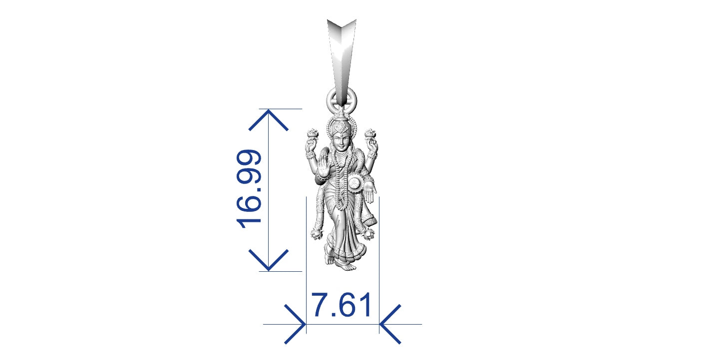 Laxmi God Stand Pendant STL File Digital Download