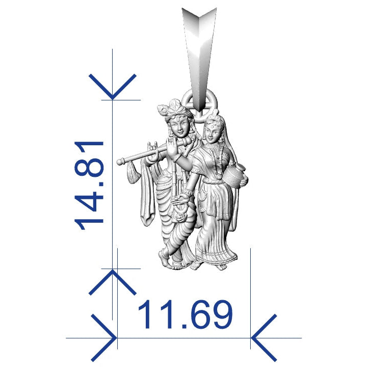 Radhakrishna Stand with Ghora Pendant STL File – 0.5mm Hollow | Digital Download