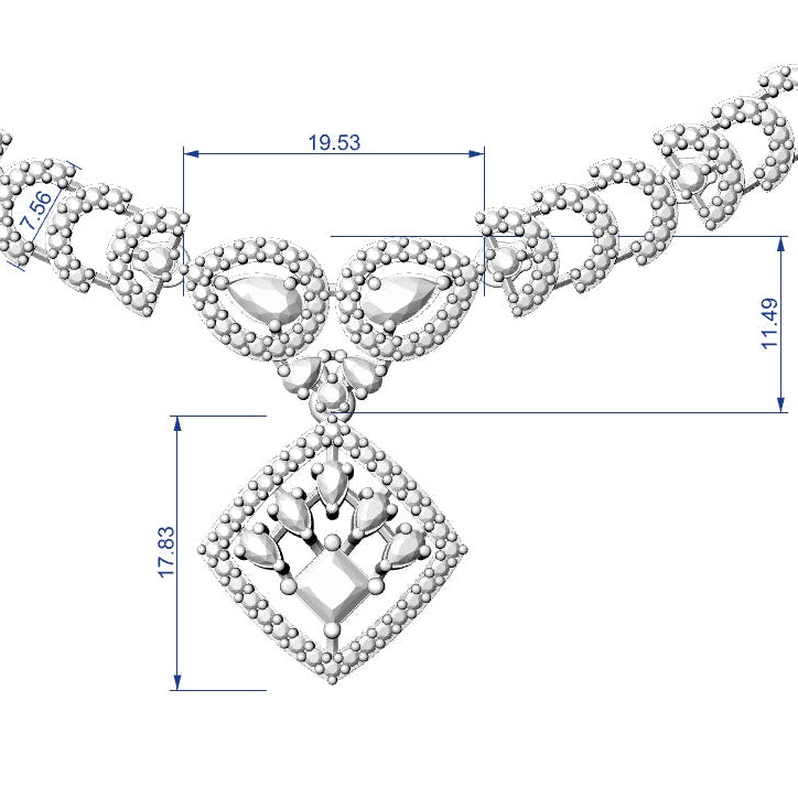 Necklace & Earring STL File American Diamond Push Setting No.7 Digital Download