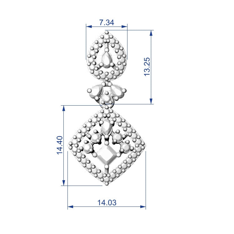 Necklace & Earring STL File American Diamond Push Setting No.7 Digital Download
